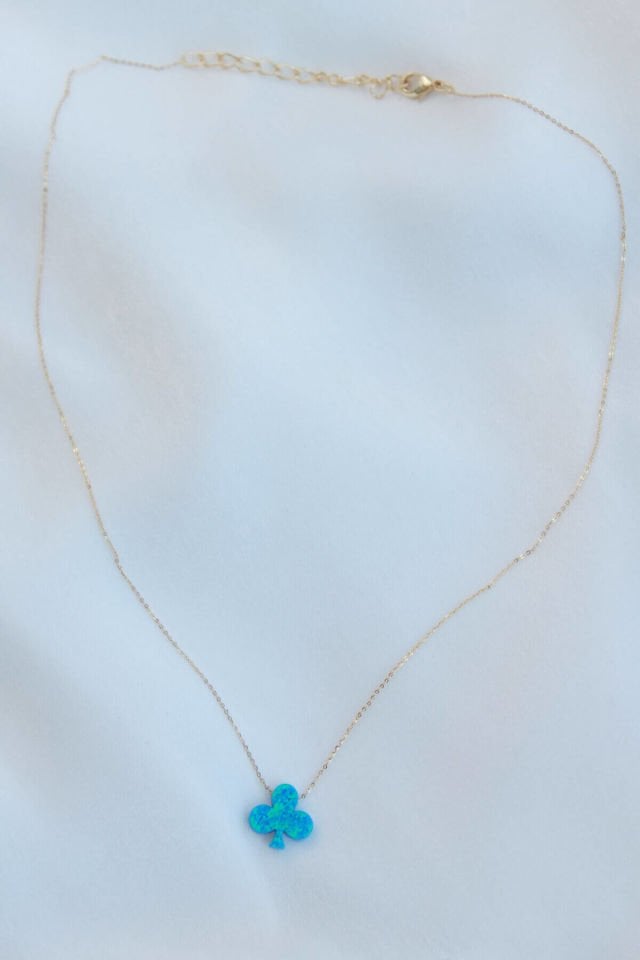Opal Taşlı Gold Kolye