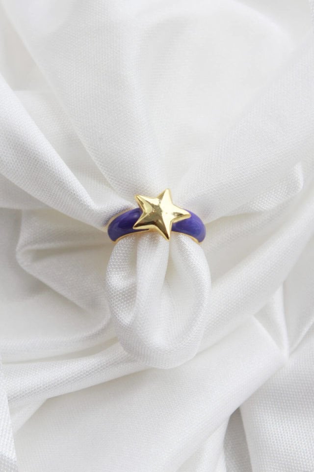 Ayarlanabilir Mor Renk Altın Yıldız Yüzük