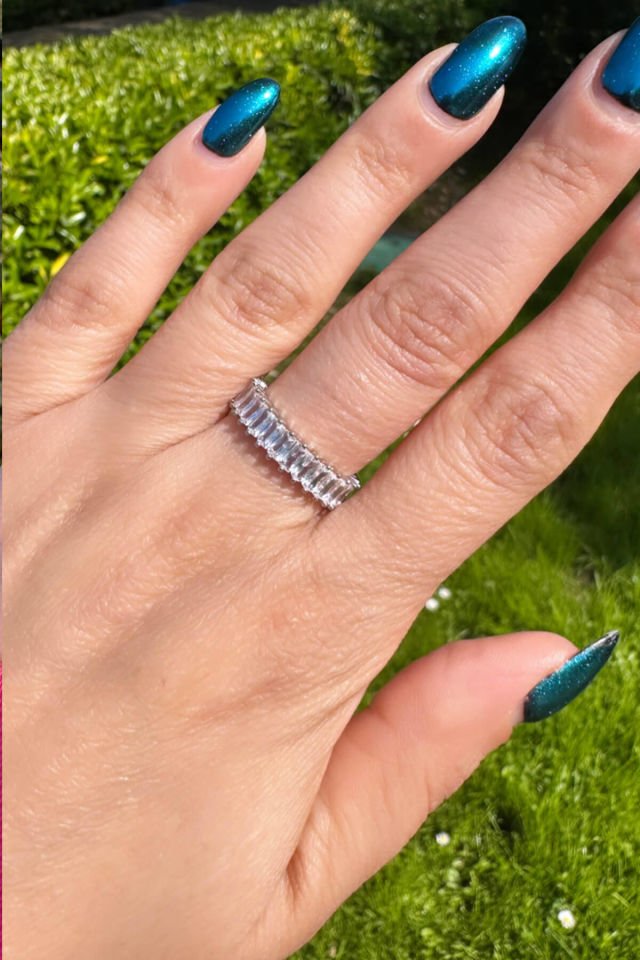 Baget Taşlı Ayarlanabilir Yüzük - Silver Renk