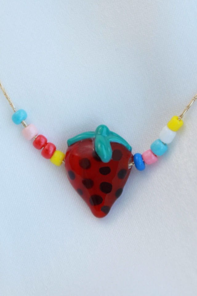 Murano Çilek Cam Kolye