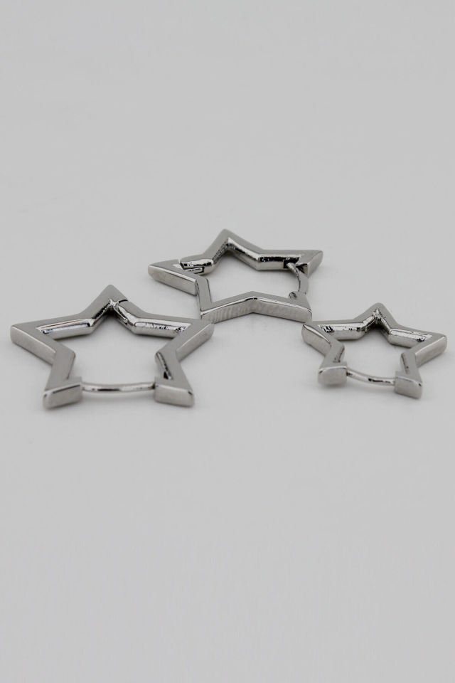 Özel Seri 3lü Yıldız Küpe Silver