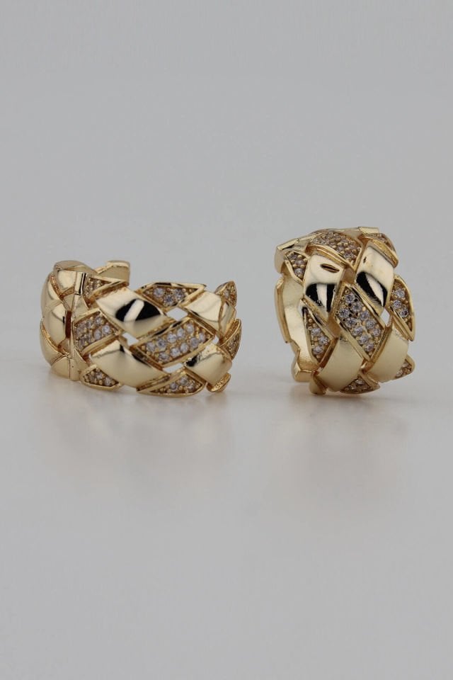 Zirkon Gold Vintage Küpe - Özel Seri