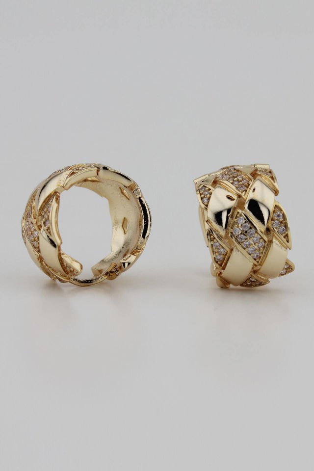 Zirkon Gold Vintage Küpe - Özel Seri
