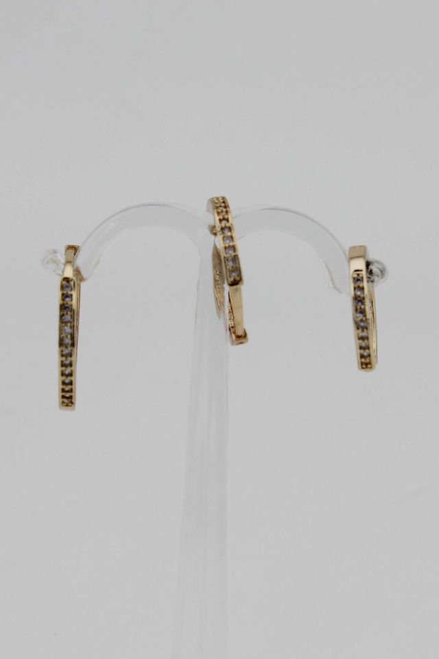 Zirkon Üçlü Gold Mini Halka Küpe Seti