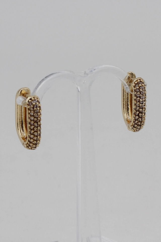Özel Seri Zirkon Taşlı Gold Küpe