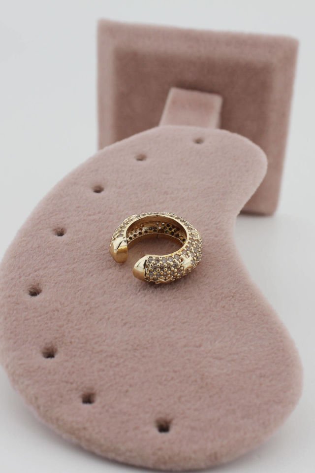 Zirkon Taşlı Yıldızlı Gold Kıkırdak Küpe